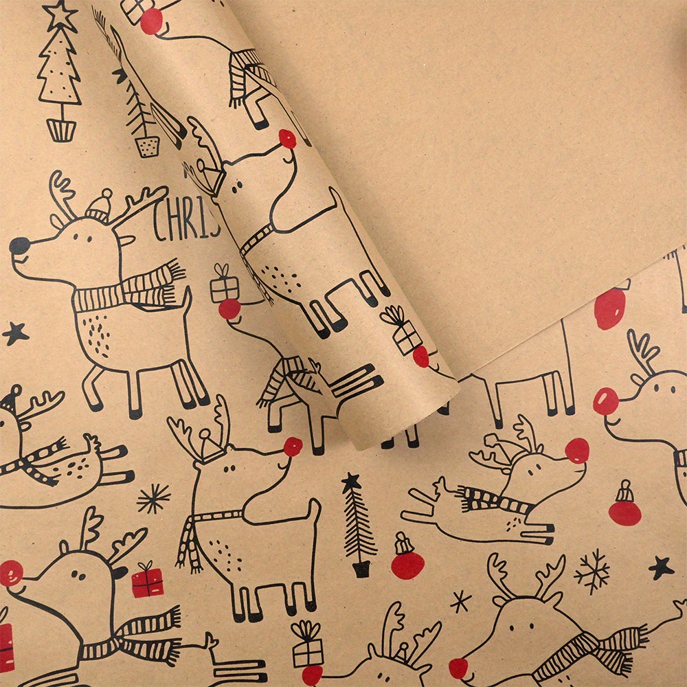 1roll Vintage Reindeer Kraft W – обзор и цена Flower Wrap Kraft