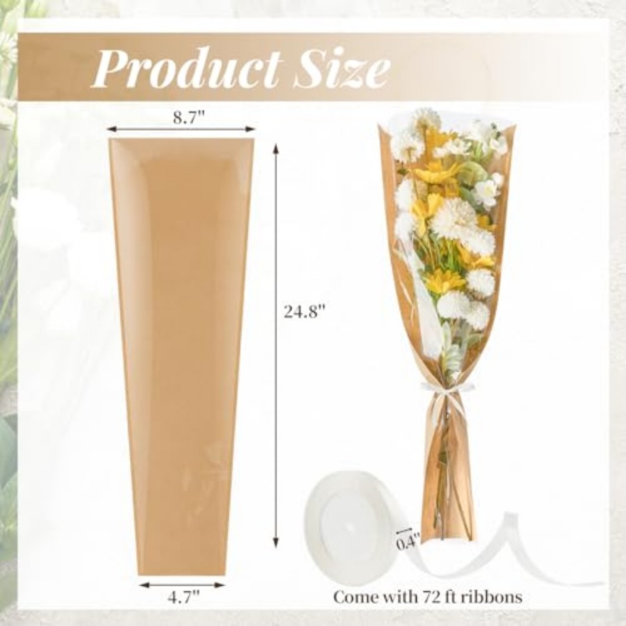 50 Pack Flower Bags  Bouquets, – обзор и цена Flower Wrap Kraft