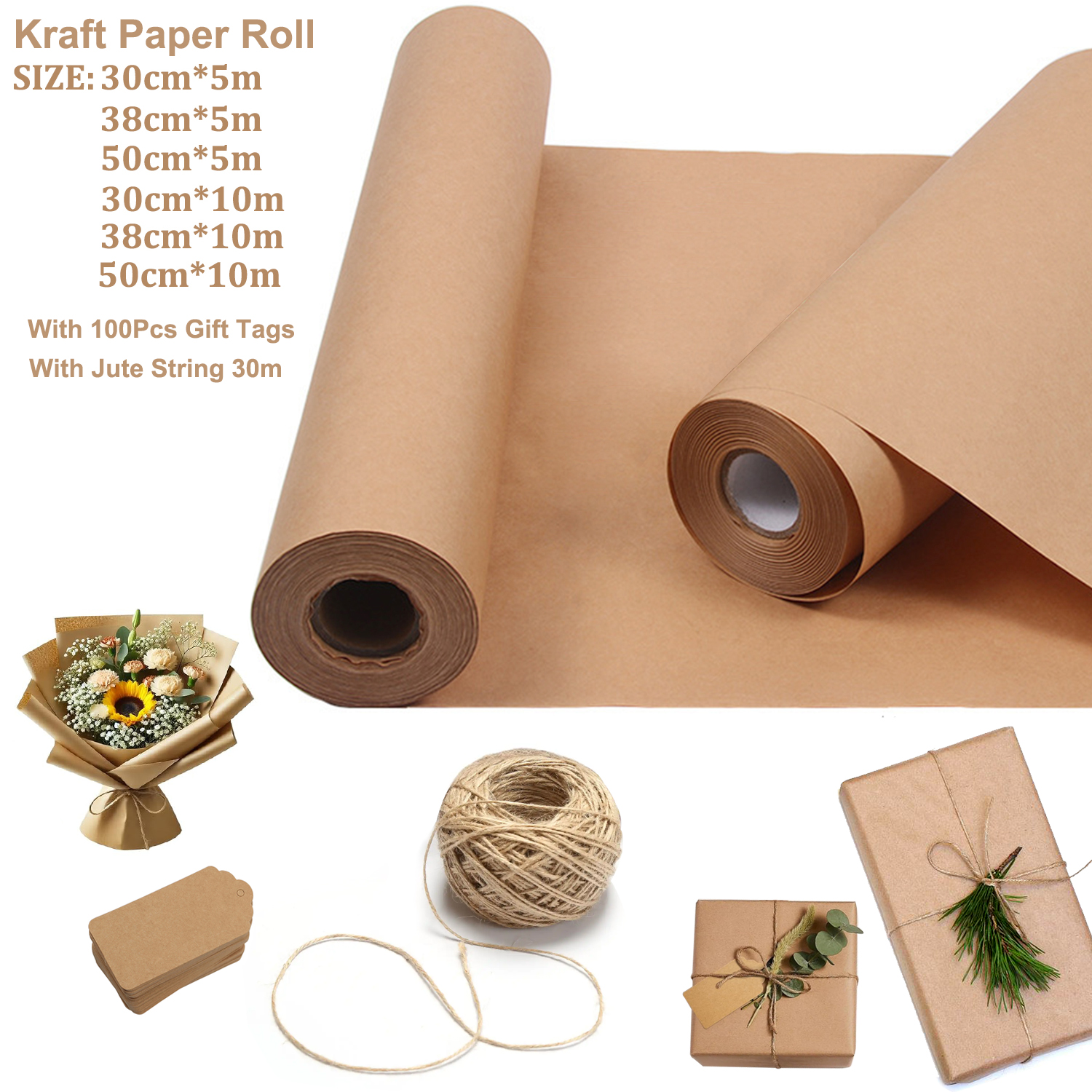 EcoFriendly Brown Kraft Paper  – обзор и цена Flower Wrap Kraft