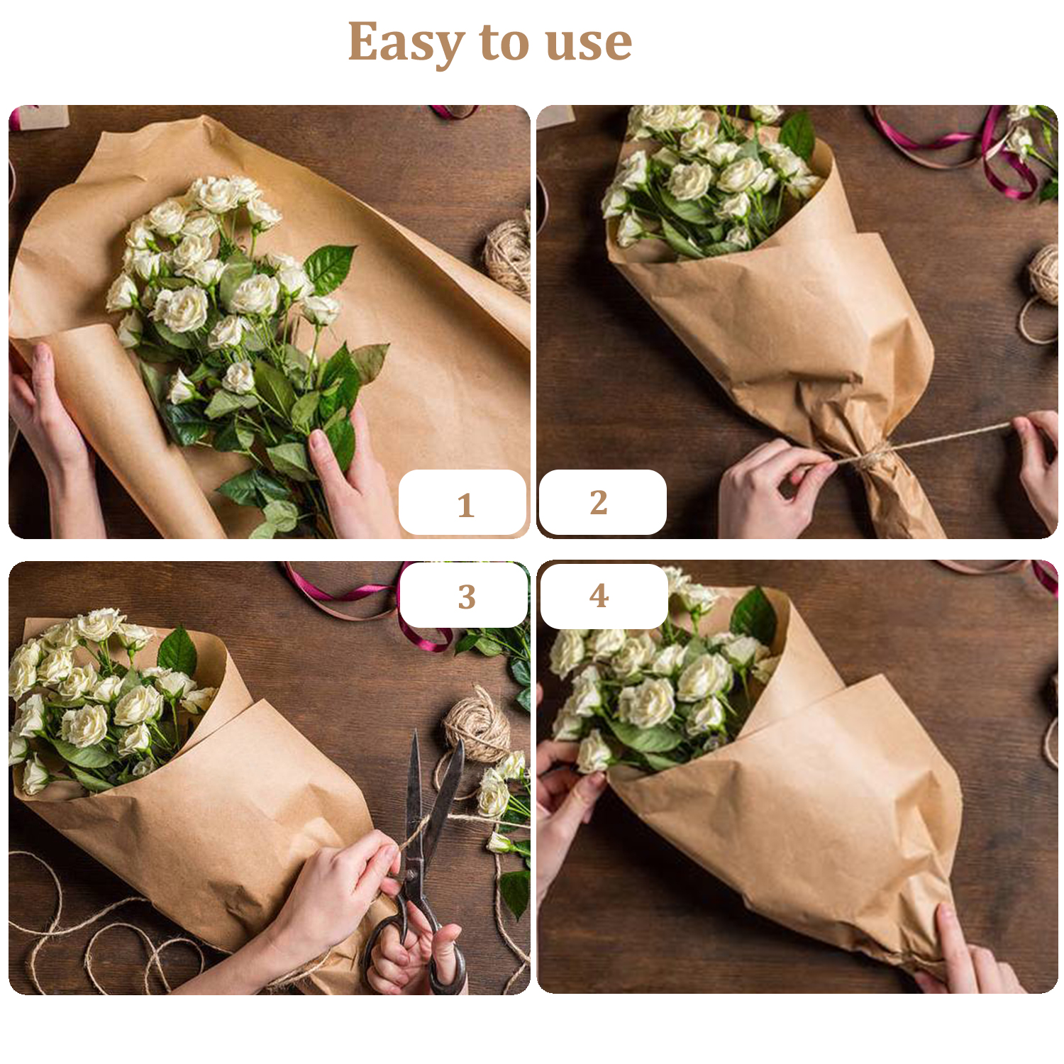 EcoFriendly Brown Kraft Paper  – обзор и цена Flower Wrap Kraft
