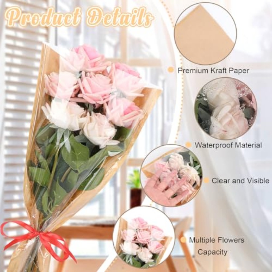 40Pcs Flower Wrapping Bags Kra – обзор и цена Flower Wrap Kraft