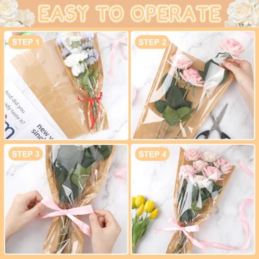 40Pcs Flower Wrapping Bags Kra – обзор и цена Flower Wrap Kraft
