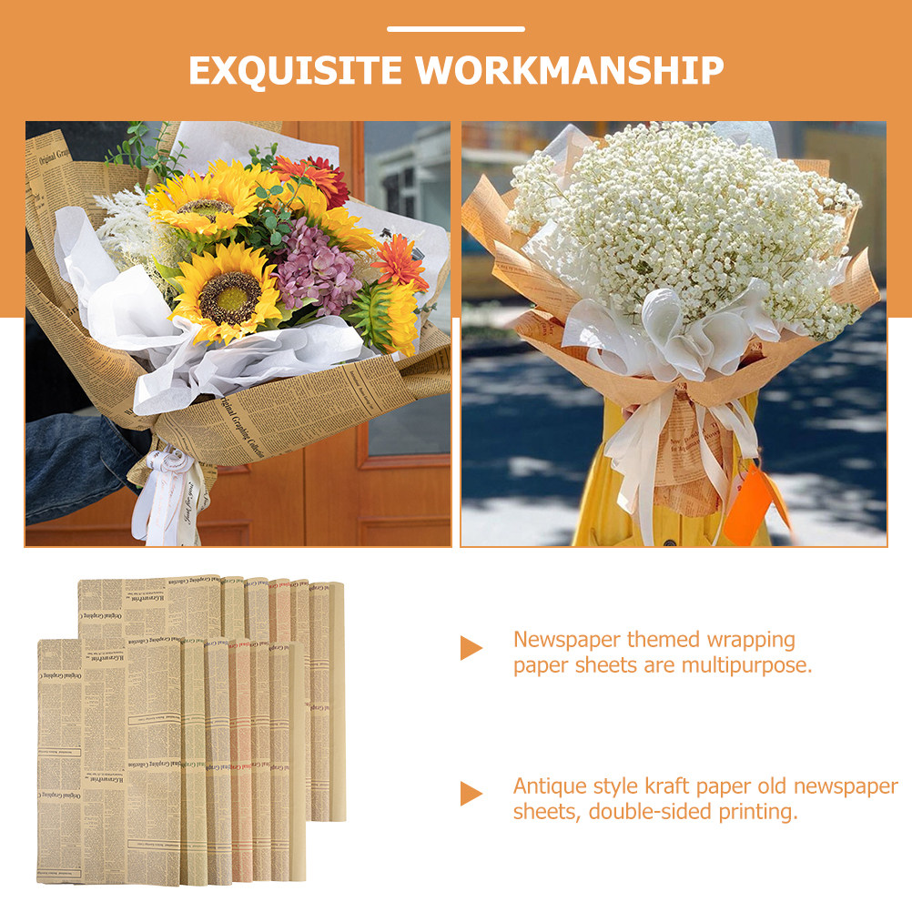 20 Sheets Vintage Newspaper Fl – обзор и цена Flower Wrap Kraft